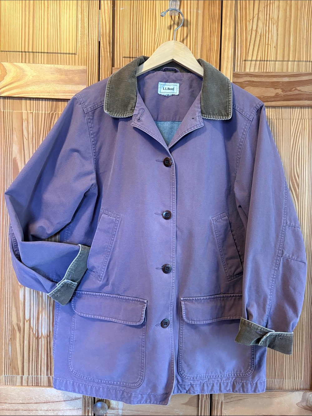 Vintage LL Bean Women's Purple Chore Barn Jacket Flannel lined Size Large